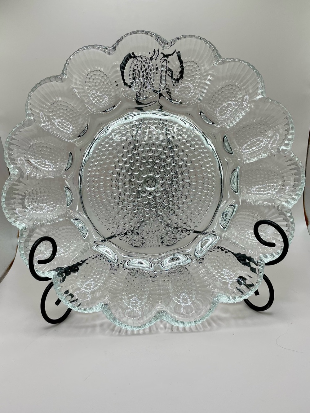 Vintage Indiana Glass Hobnail Pattern Deviled Egg Platter